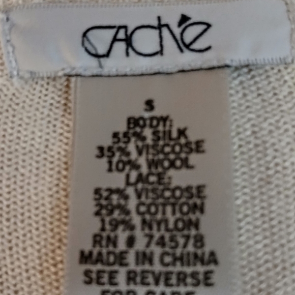 Cache Vintage Ivory Lace Overlay Cardigan Sweater Women’s S Cottagecore - Picture 7 of 8